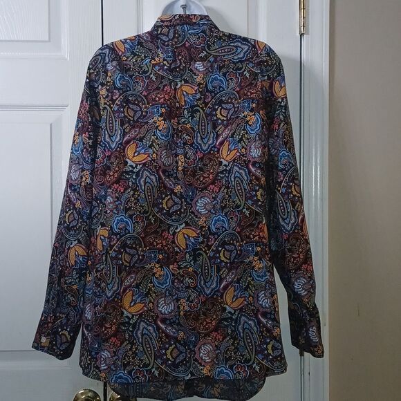 Lands' End No Iron  Supima paisley button-down long sleeve shirt Sz 24W NWOT - Picture 5 of 8